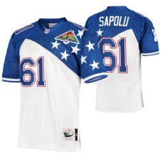 1994 Pro Bowl San Francisco 49ers #61 Jesse Sapolu White Blue Authentic NFC Jersey