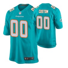 Men Miami Dolphins #00 Custom Aqua Nike Game Jersey