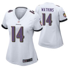 Women Baltimore Ravens Sammy Watkins #14 White Game Jersey