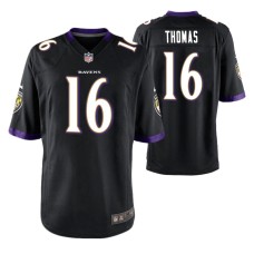 Men Baltimore Ravens De'Anthony Thomas #16 Game Black Jersey