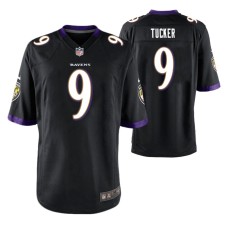 Men Baltimore Ravens #9 Justin Tucker Black Nike Game Jersey