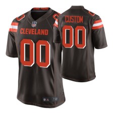 Men Cleveland Browns #00 Custom Brown Nike Game Jersey