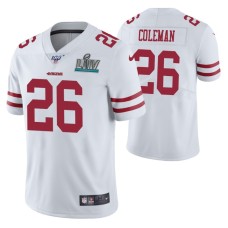 Tevin Coleman San Francisco 49ers Super Bowl LIV Men White Vapor Limited Jersey