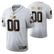 Cleveland Browns Custom 100th Season Jersey White Vapor Limited Golden Edition