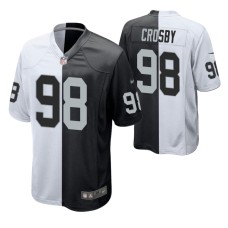 Men Las Vegas Raiders Maxx Crosby #98 Split Black White Two Tone Game Jersey