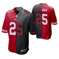 Men San Francisco 49ers Richard Sherman #25 Split Red Black Two Tone Game Jersey