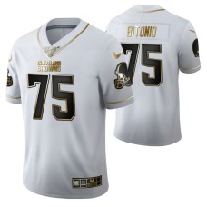 Cleveland Browns Joel Bitonio 100th Season Jersey White Vapor Limited Golden Edition