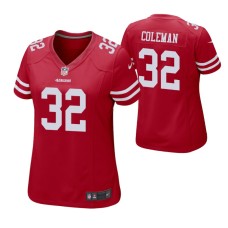 San Francisco 49ers #32 Tevin Coleman Game Women Jersey Scarlet