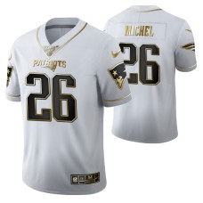 New England Patriots Sony Michel 100th Season Jersey White Vapor Limited Golden Edition