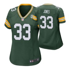 Women Green Bay Packers #33 Aaron Jones Green Nike 100th Anniversary Jersey