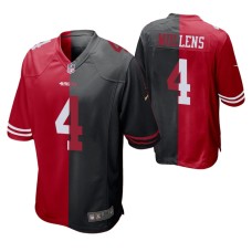 Men San Francisco 49ers Nick Mullens #4 Split Red Black Two Tone Game Jersey