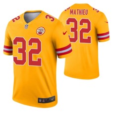 Men Tyrann Mathieu Kansas City Chiefs Jersey Gold Inverted Legend