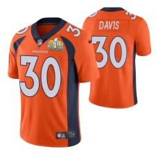 Men Denver Broncos Terrell Davis Super Bowl 50 Patch Orange Vapor Limited Retired Player Jersey