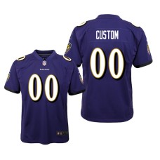 Youth Baltimore Ravens #00 Custom Purple Nike Team Color Game Jersey