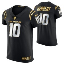 Men Los Angeles Chargers Justin Herbert Golden Edition Black Elite Jersey