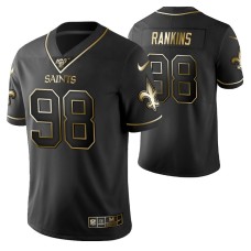 New Orleans Saints Sheldon Rankins 100th Season Jersey Black Gold Logo Edition