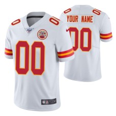 Men Kansas City Chiefs Custom White 100th Season Vapor Limited Jersey