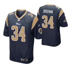 Men Los Angeles Rams #34 Malcolm Brown Navy Nike Game Jersey