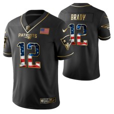 New England Patriots Tom Brady Black Independence Day Golden Jersey