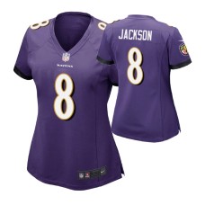 Women Baltimore Ravens #8 Lamar Jackson Purple Nike Game Jersey