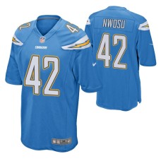 Men Los Angeles Chargers #42 Uchenna Nwosu Powder Blue Nike Game Jersey