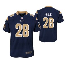 Youth Los Angeles Rams #28 Marshall Faulk Navy Nike Team Color Game Jersey