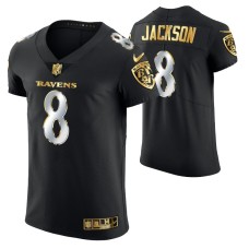 Baltimore Ravens Lamar Jackson #8 Golden Edition Black Elite Jersey