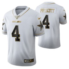 Dallas Cowboys Dak Prescott 100th Season Jersey White Vapor Limited Golden Edition