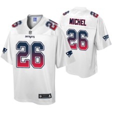 Sony Michel New England Patriots Fade Fashion White Authentic Jersey