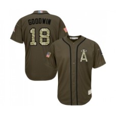 Men's Los Angeles Angels of Anaheim #18 Brian Goodwin Authentic Green Salute to Service Baseball Jersey