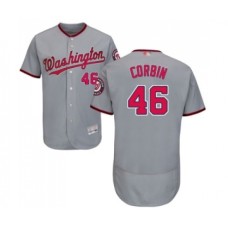 Men's Washington Nationals #46 Patrick Corbin Grey Road Flex Base Authentic Collection Baseball Jersey