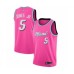 Men's Miami Heat #5 Derrick Jones Jr Pink Swingman Stitched Jersey - Earned Edition