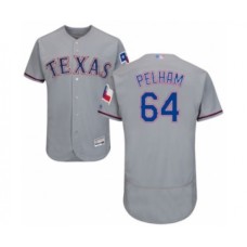 Men's Texas Rangers #64 C.D. Pelham Grey Road Flex Base Authentic Collection Baseball Player Stitched Jersey