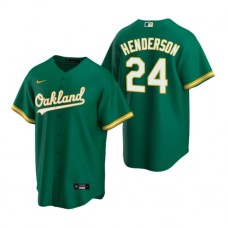 Men's Nike Oakland Athletics #24 Rickey Henderson Green Alternate Stitched Baseball Jersey