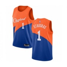 Men's Cleveland Cavaliers #1 Nik Stauskas Authentic Blue Basketball Jersey - City Edition