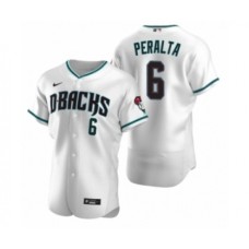 Men's Arizona Diamondbacks #6 David Peralta Nike White Teal Authentic 2020 Alternate Stitched Jersey