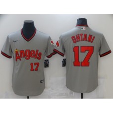 Men's Nike Los Angeles Angels #17 Shohei Ohtani Gray Throwback Baseball Stitched Jersey