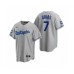 Men's Los Angeles Dodgers #7 Julio Urias Gray 2020 World Series Champions Road Replica Stitched Jersey