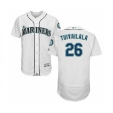 Men's Seattle Mariners #26 Sam Tuivailala White Home Flex Base Authentic Collection Baseball Player Stitched Jersey