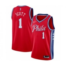 Men's Philadelphia 76ers #1 Mike Scott Authentic Red Finished Basketball Stitched Jersey - Statement Edition