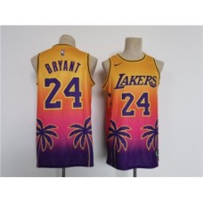 Men's Los Angeles Lakers #24 Kobe Bryant Yellow Pink Throwback basketball Stitched Jersey