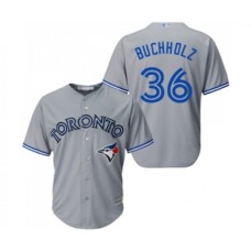 Men's Toronto Blue Jays #36 Clay Buchholz Replica Grey Road Baseball Jersey