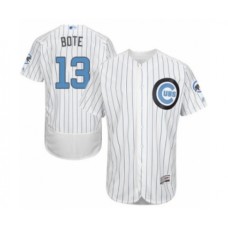 Men's Chicago Cubs #13 David Bote Authentic White 2016 Father's Day Fashion Flex Base Baseball Player Stitched Jersey