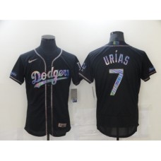 Men's Los Angeles Dodgers #7 Julio Urias Black 2021 Iridescent Logo Stitched Jersey Stitched Jersey