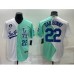 Men's Los Angeles Dodgers #22 Bad Bunny White Green Number 2022 Celebrity Softball Game Cool Base Stitched Jersey