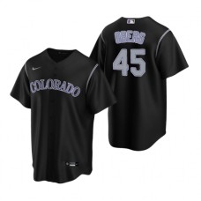 Men's Nike Colorado Rockies #45 Scott Oberg Black Alternate Stitched Baseball Jersey