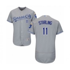 Men's Kansas City Royals #11 Bubba Starling Grey Road Flex Base Authentic Collection Baseball Player Stitched Jersey