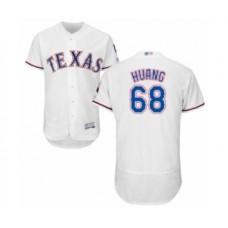 Men's Texas Rangers #68 Wei-Chieh Huang White Home Flex Base Authentic Collection Baseball Player Stitched Jersey