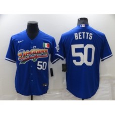 Men's Los Angeles Dodgers #50 Mookie Betts Blue Mexico Cool Base Nike Stitched Jersey