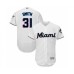 Men's Miami Marlins #31 Caleb Smith White Home Flex Base Authentic Collection Baseball Player Stitched Jersey